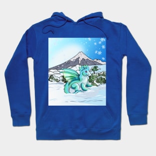 Baby Dragon in the Snow at Mount Fuji Japan Hoodie